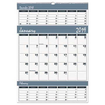 House of Doolittle™ Bar Harbor Recycled Wirebound 3-months-per-page Wall Calendar, 15.5 X 22, White-blue-gray Sheets, 14-month(dec-jan):2021-2023 freeshipping - TVN Wholesale